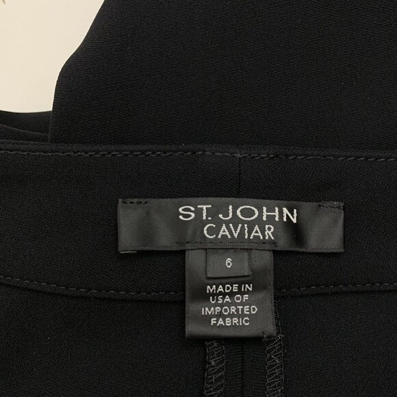 St John Caviar 6 Pants Diana Black Slacks Straight Leg 27.5" Inseam Womens - Picture 3 of 4